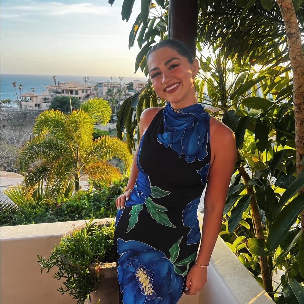 Zara BLUE FLORAL FLOWY PRINT HALTER NECK DRESS  - NWT! - Picture 16 of 16